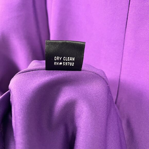 Adrianna Papell Dress Size10 Purple Ruched Side Floral Appliqué Off Shoulder - Picture 8 of 10